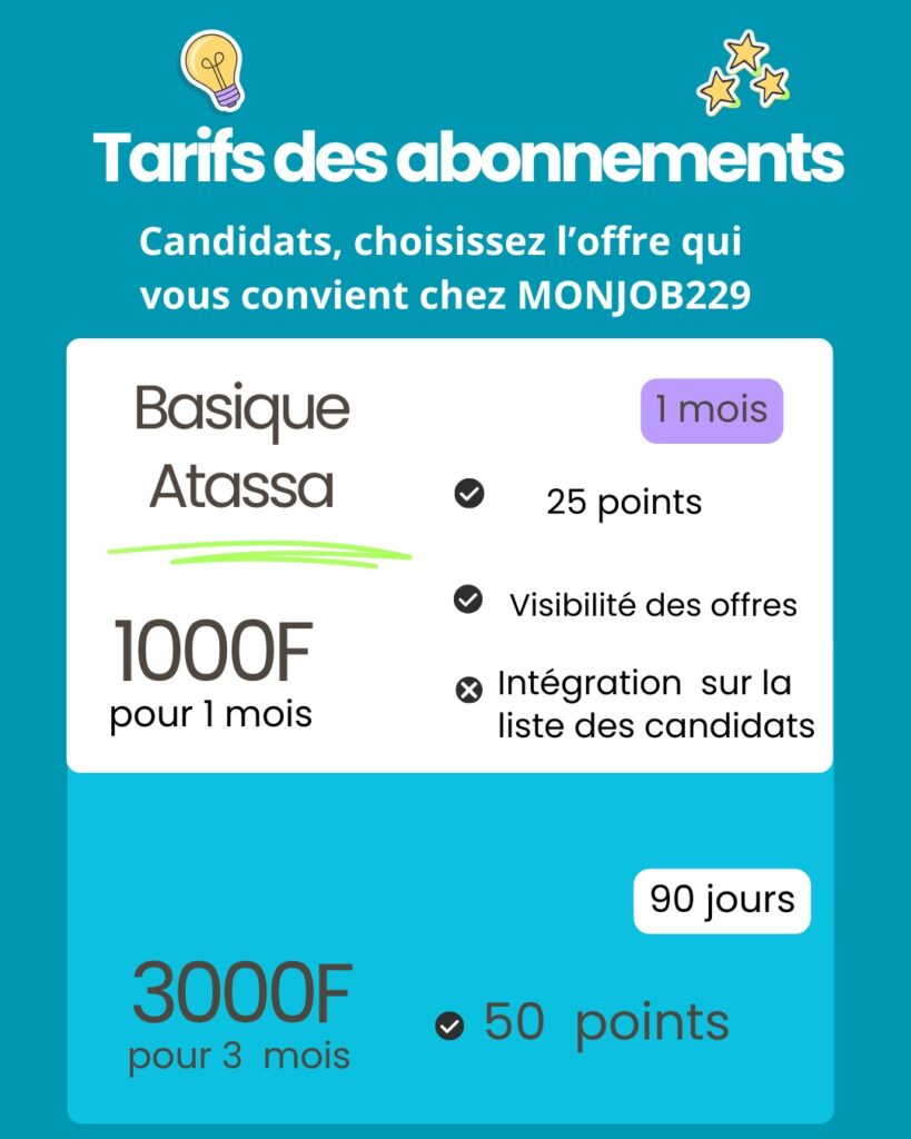 Offre candidat mensuel